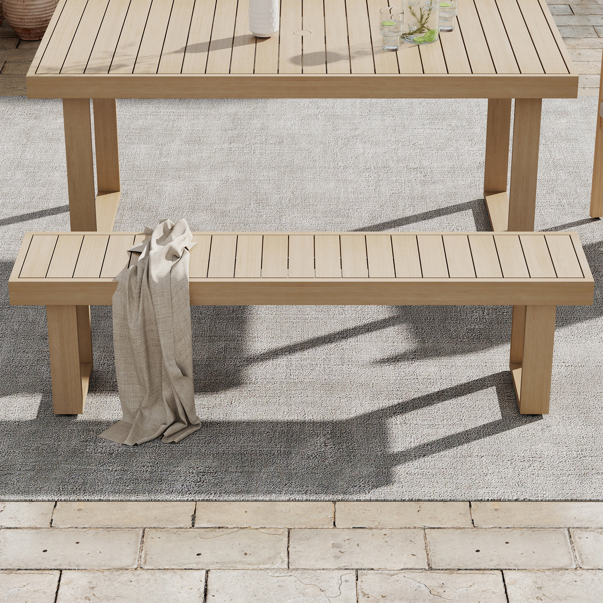 Mirella Acacia Outdoor Dining Bench