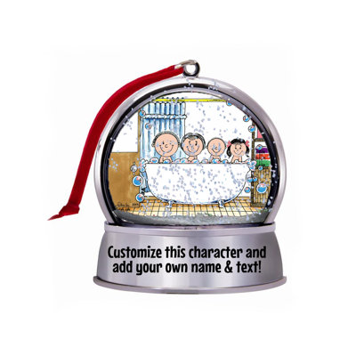 Personalized Friendly Folks Tub Time - One Girl, One Boy Snow Globe Magnet - Great Gift!