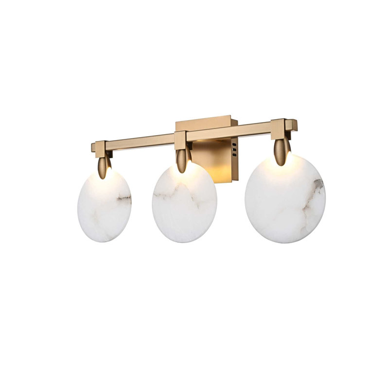 Cambell 22 inch Alabaster Wall Sconce in Satin Gold, Satin Gold