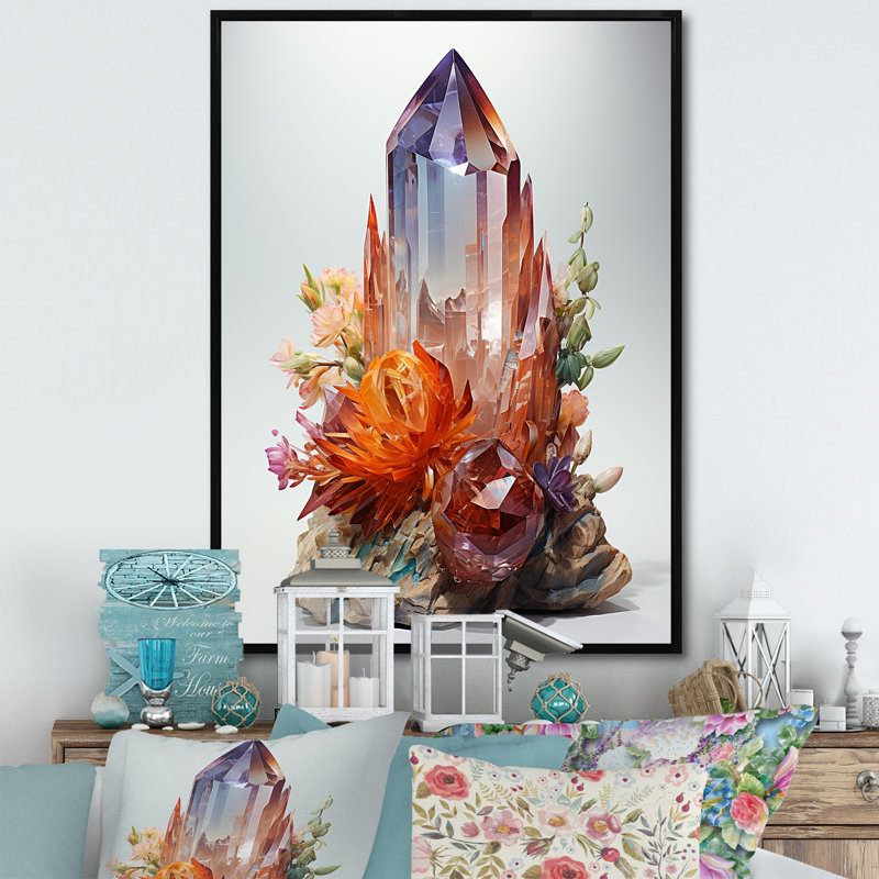 Spiritual Stone Quartz I - Impression, Cadre flottant noir, H 44 po x l 34 po x P 1,5 po