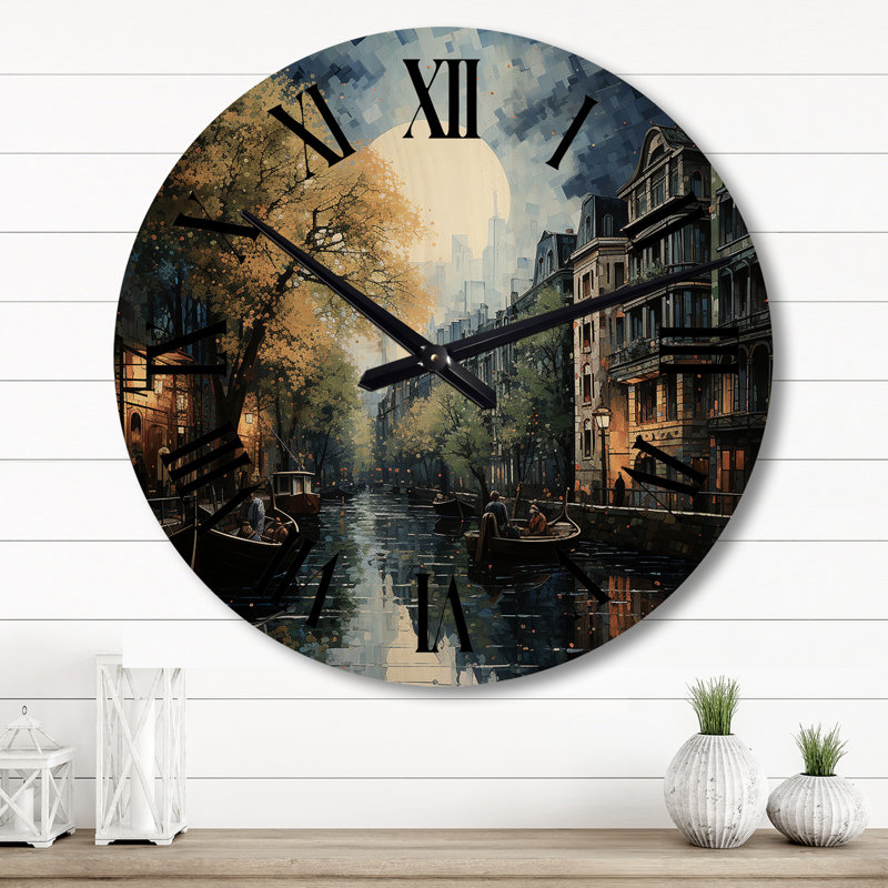 Horloge murale surdimensionnée Green Canals, Grand