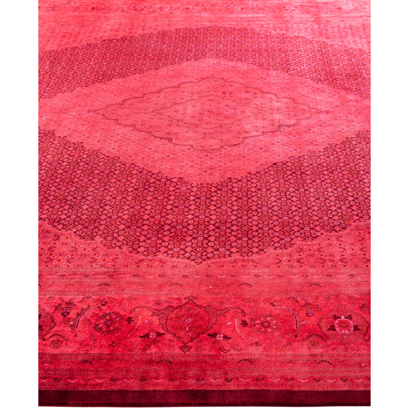 Overdyed Hand-Knotted Wool Modern-Contemporary Pink Area Rug 10' 2" x 14' 4"