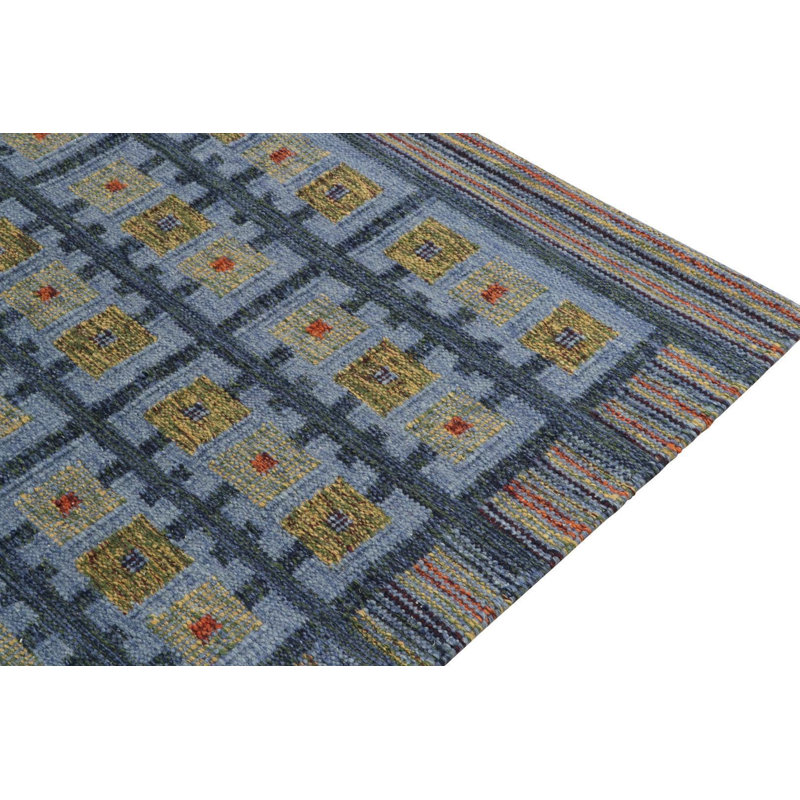 Scandinavian Hand Knotted Wool Geometric Area Rug, Rectangle 8' x 10'