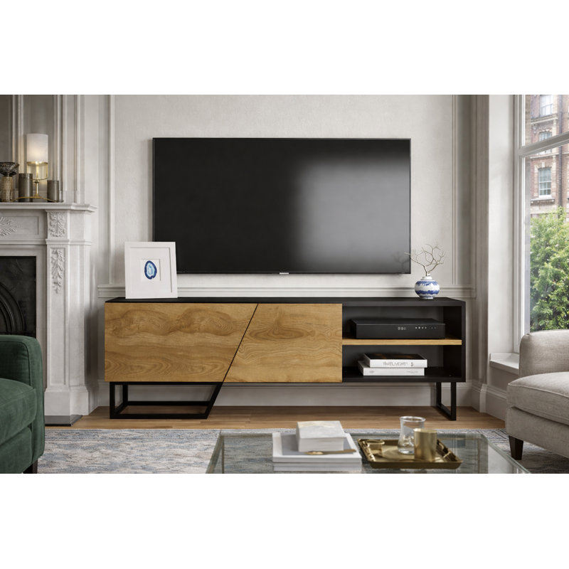Hagert TV Stand for TVs up to 55", Black/Sapphire/Oak