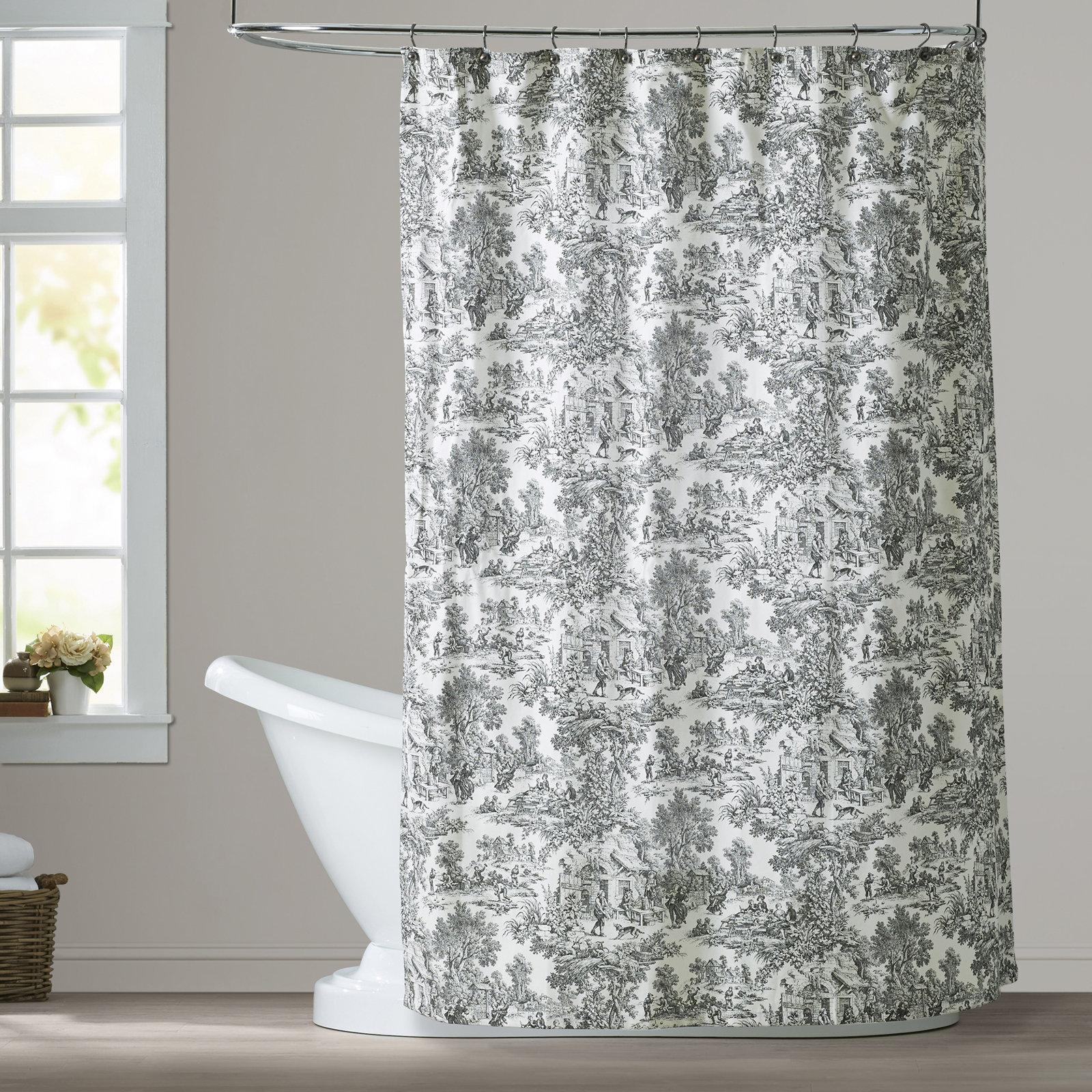 Amelie Cotton Shower Curtain, Black