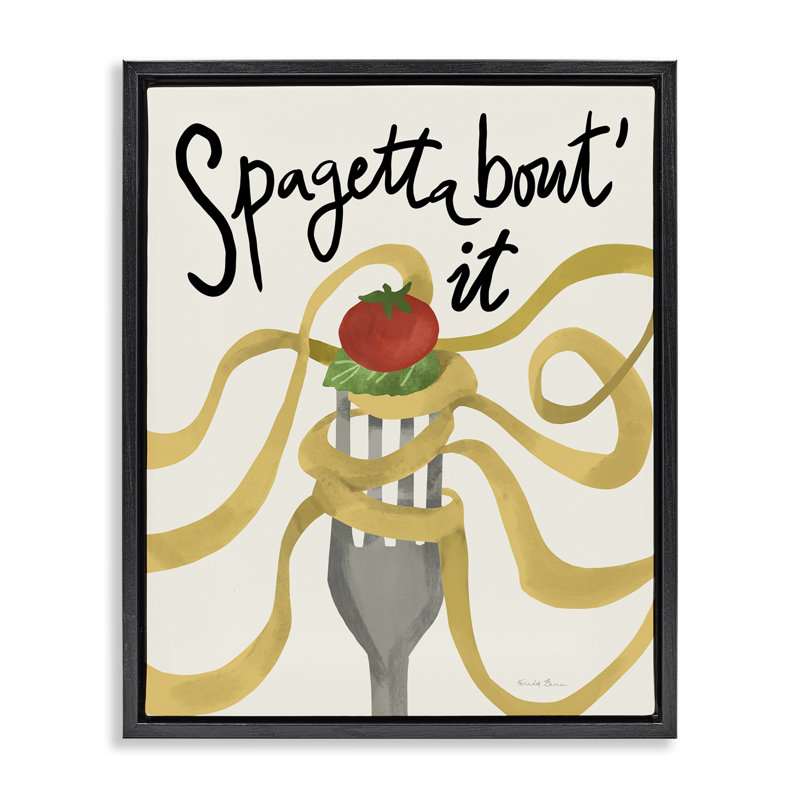 "Drôle de spaghetti", art mural encadré flottant par Farida Zaman, Cadre flottant noir de jais, H 21 po x l 17 po