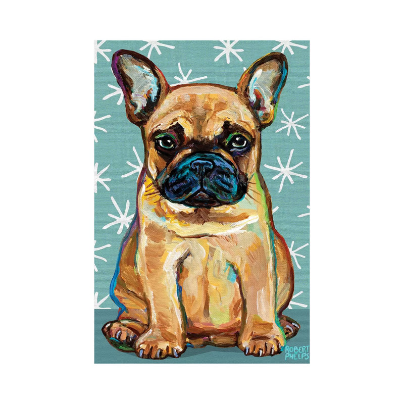 Frenchie Pup And Stars par - Toile tendue, H 40 po x l 26 po x P 1,5 po