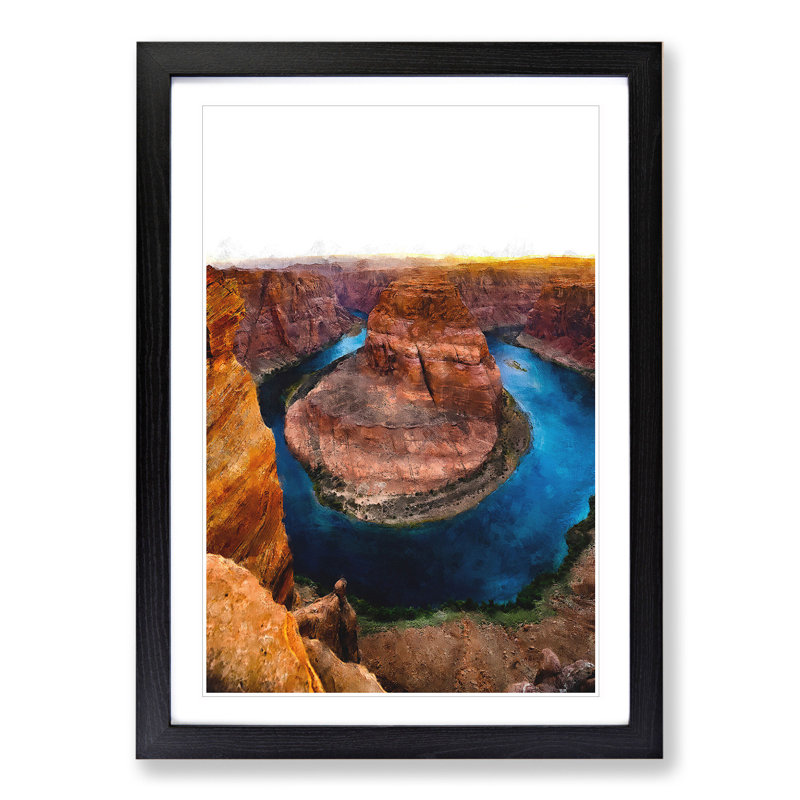 Horseshoe Bend in the Grand Canyon Vol.3 - Picture Frame Painting, 48cm H x 36cm W x 2cm D, Black Framed