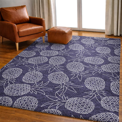 Premium Machine Washable Dream Shag ADS161 Pineapples Rug