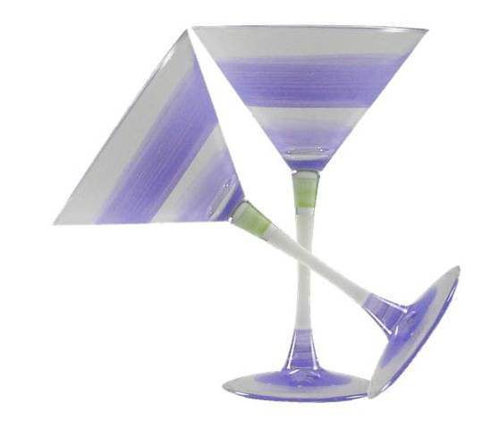 Cottage Retro Stripe 7.25oz. Martini Glass Set, Purple