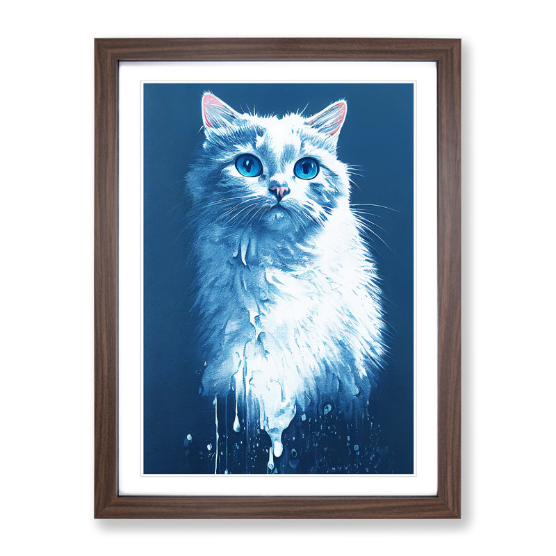 Painted Cat No.6 - Framed Print, 64cm H x 46cm W x 2cm D, Walnut Framed