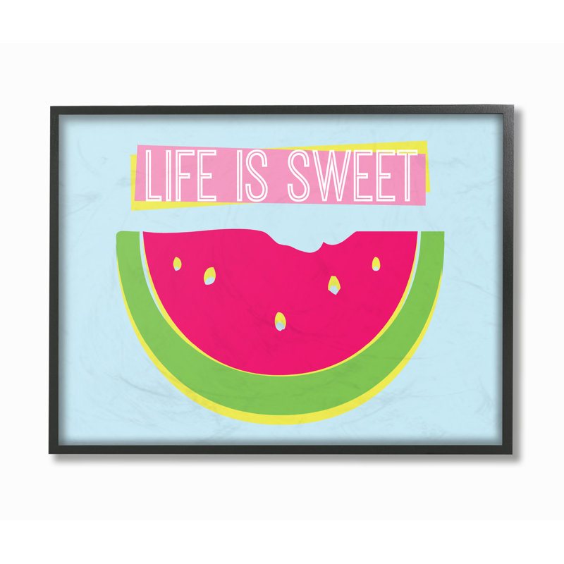 « life is doux pastèque néon », impression, H 11 po x l 14 po, Giclée encadrée noir minuit