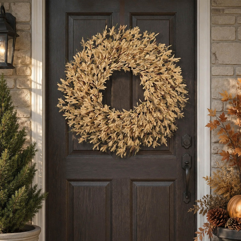 Couronne d'automne artificielle de 66 cm, grande décoration de porte d'automne