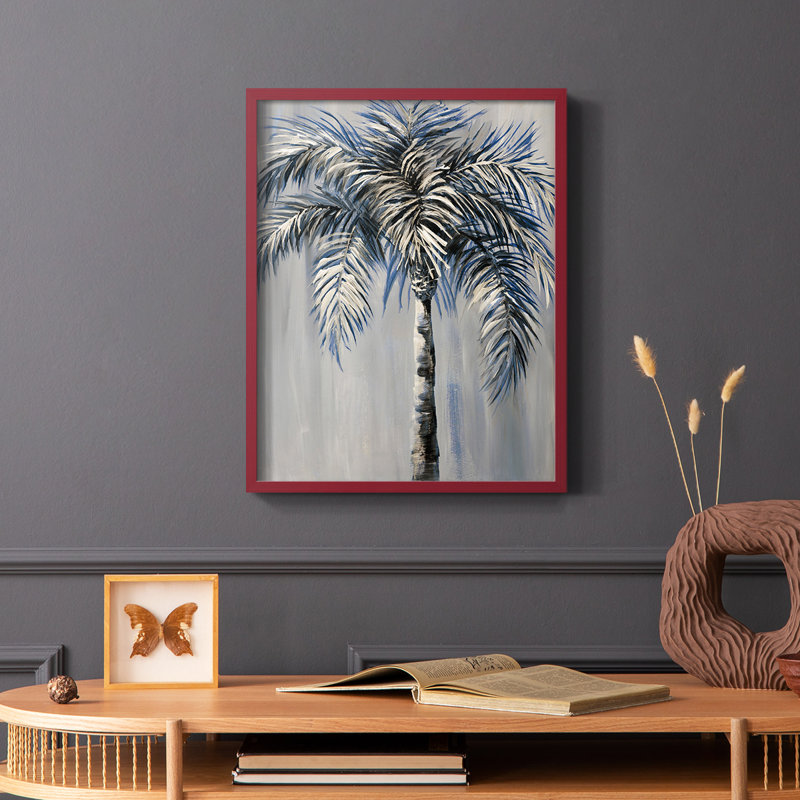 Palm Magic Evening I, reproduction encadrée - bois massif, H 10 po x l 8 po, Rouge