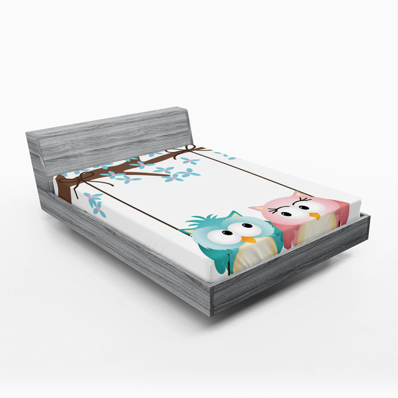 Ensemble de 2 draps-hiboux Ambesonne, Drap-housse très grand californien