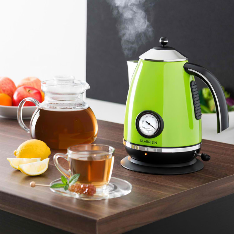 Klarstein 1.7L Stainless Steel Electric Tea Kettle, Green