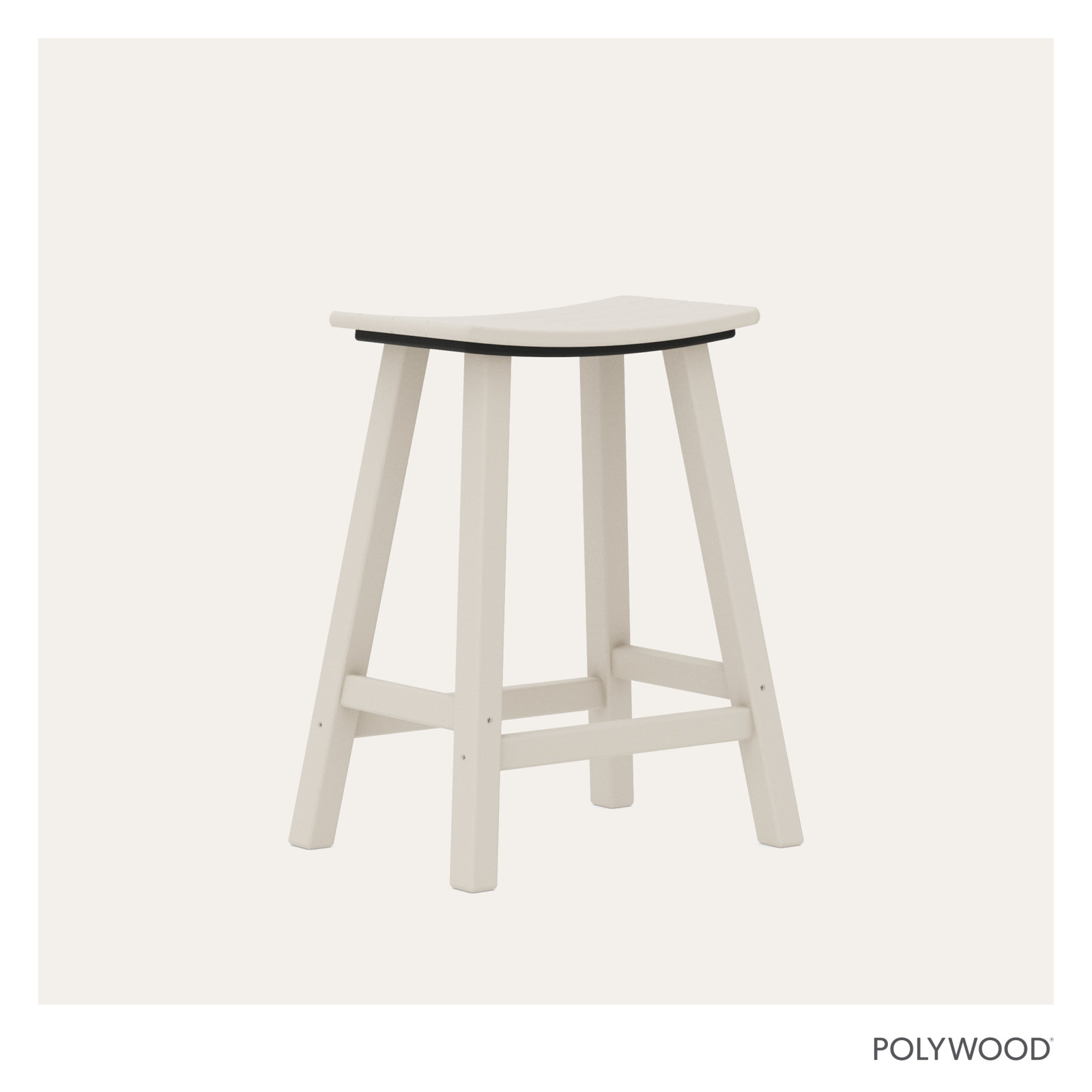 POLYWOOD Traditional Garden Patio Bar Stool, Sand, 24.75" H