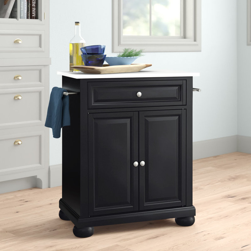 Abdulkadir Granite Top Kitchen Cart, Black