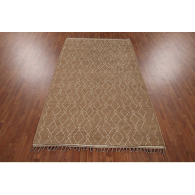 Earth Tone Wool Moroccan Oriental Area Rug 6x10