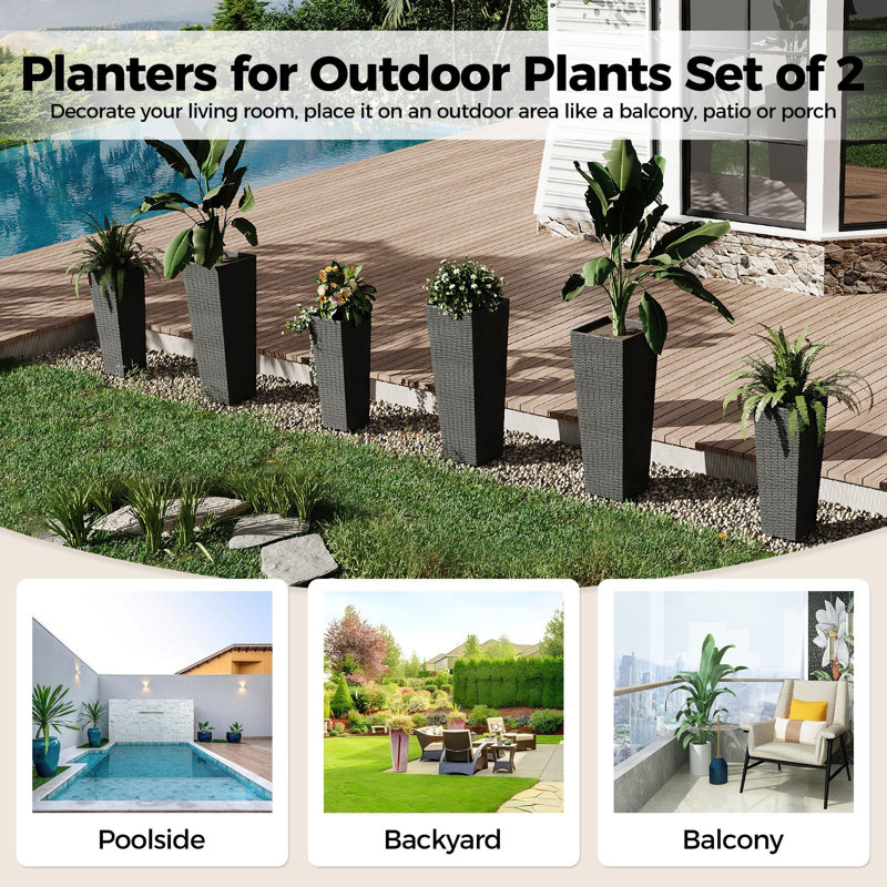 Planter, 60cm H x 22.7cm W x 22.7cm D, Black