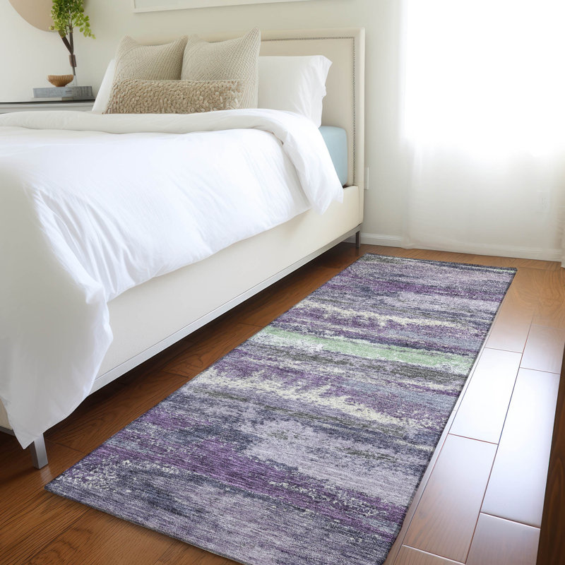 Premium Machine Washable Prisco Purple Rug, Runner 2'3" x 7'6"