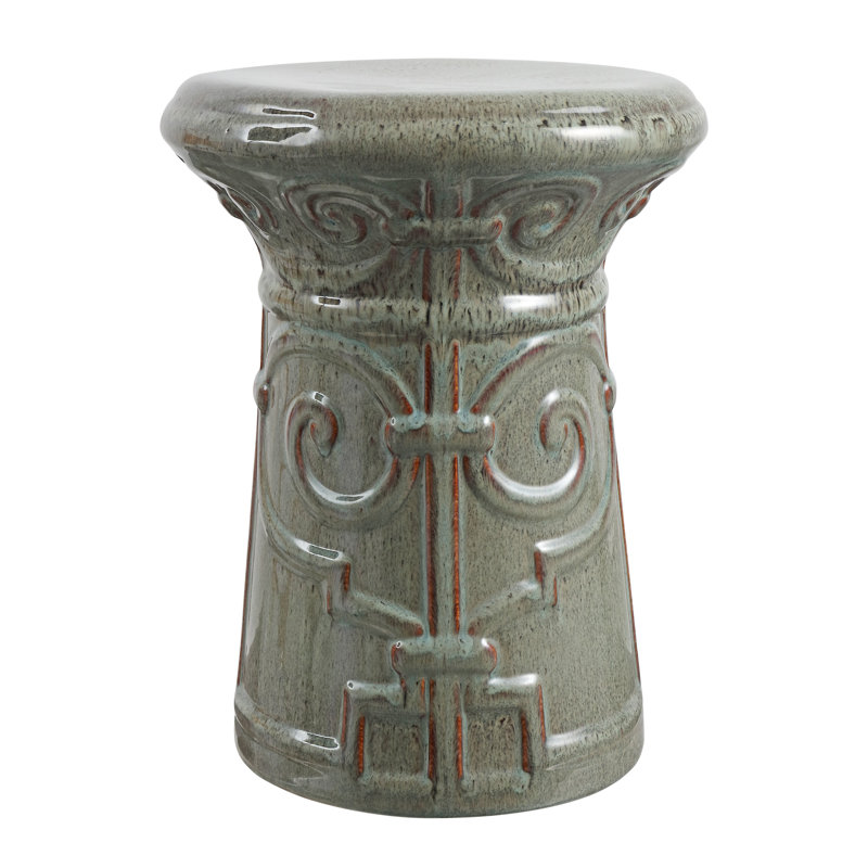 Jayesh Ceramic Accent Stool, Reactive Aqua