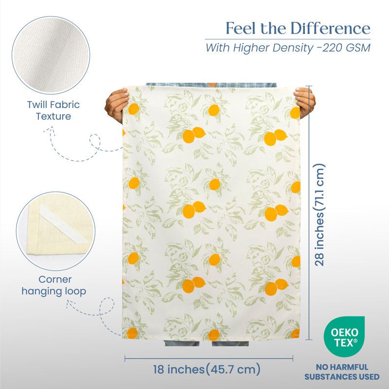 Essuie-tout 100% coton, 18 x 28 pouces, essuie-tout à imprimé citron, essuie-mains