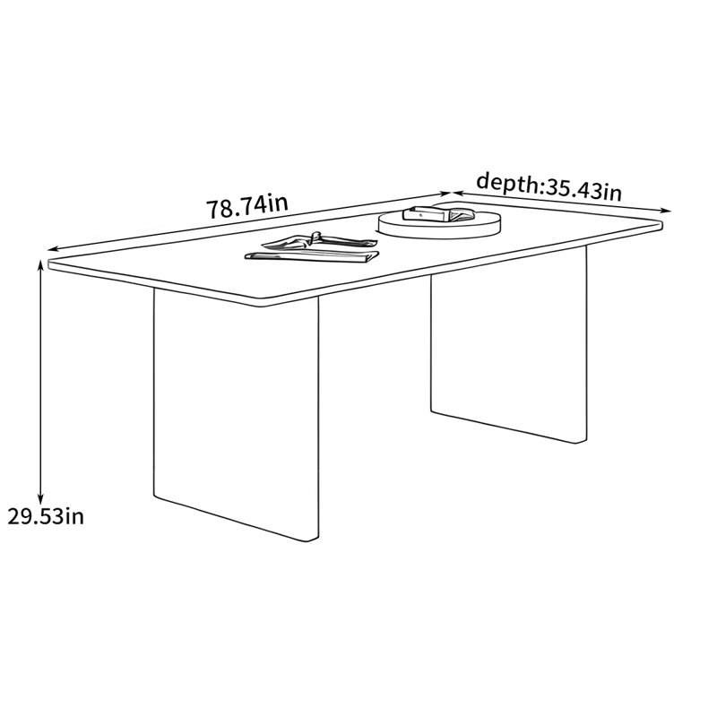 Table de salle à manger rétro pour petit appartement, H 29,53 po x L 78,74 po x l 35,43 po, Noir