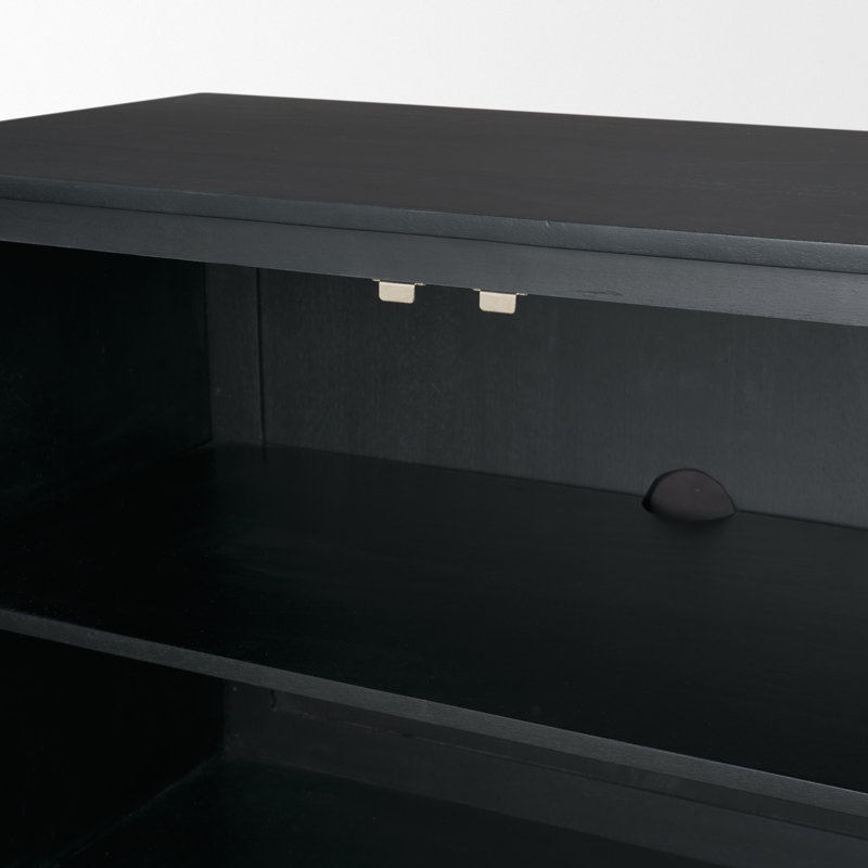 Buffet décoratif 2 portes en bois massif Cinna, Noir