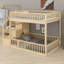 Lit superposé de style plancher avec escalier de rangement-129458471