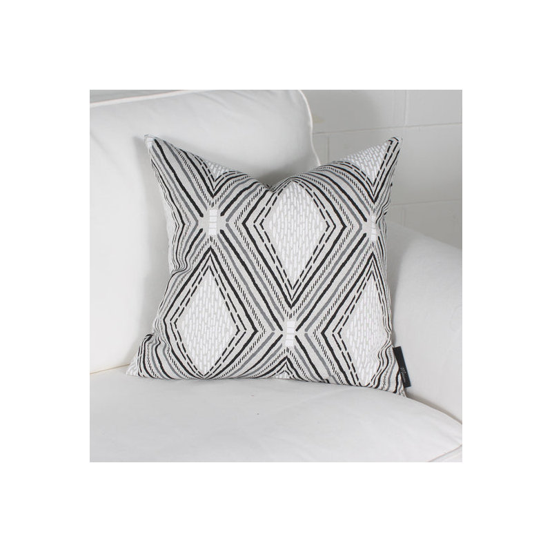 Coussin décoratif en coton Friddie, Blanc / noir