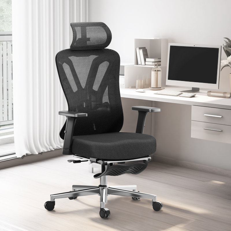 Black Ergonomic Mesh Swivel Office Chair with Adjustable Arms