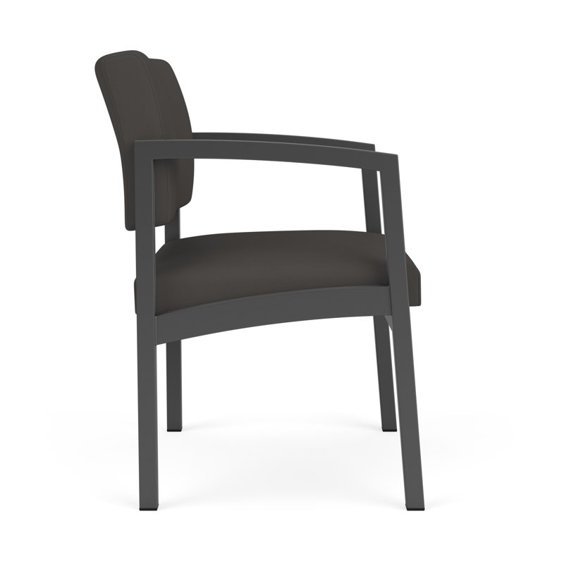 Chaise d'invité en acier Lenox, Noir Patriot Plus - Vinyle lavable au chiffon, Gris anthracite