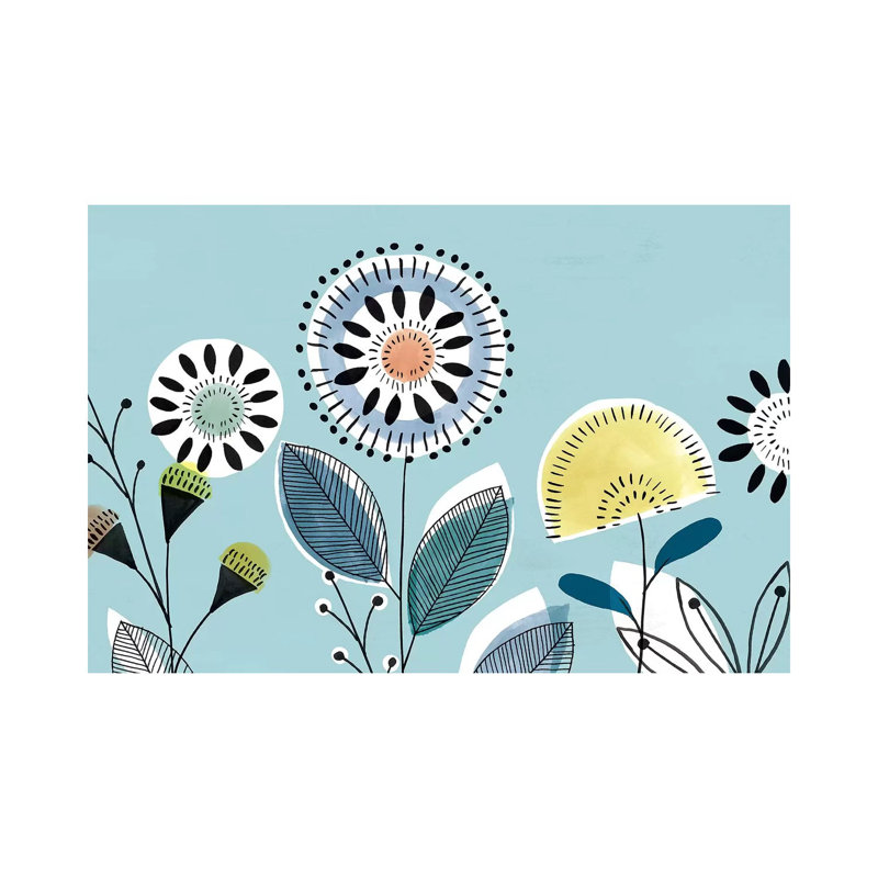 «Scandi Florals II» par Isabelle Z - impression d'art graphique, H 32 po x l 48 po x 1,5 po, Toile tendue, Pas de tapis