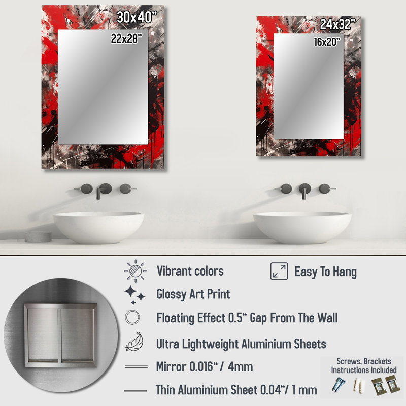 Abstract Grafiti - Marble Large Wall Mirror, Green Decorative Mirror, Printed Metal Art, 32" x 24"