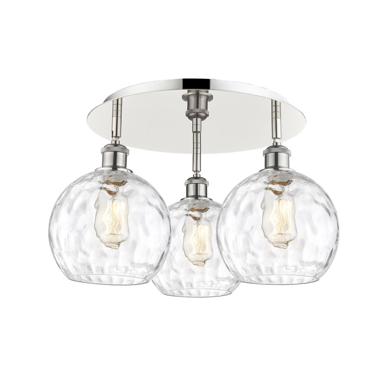 Ambrosane Glass Flush Mount, Polished Nickel
