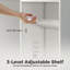 Bibliothèque à 7 niveaux avec tablette réglable et armoire, blanc