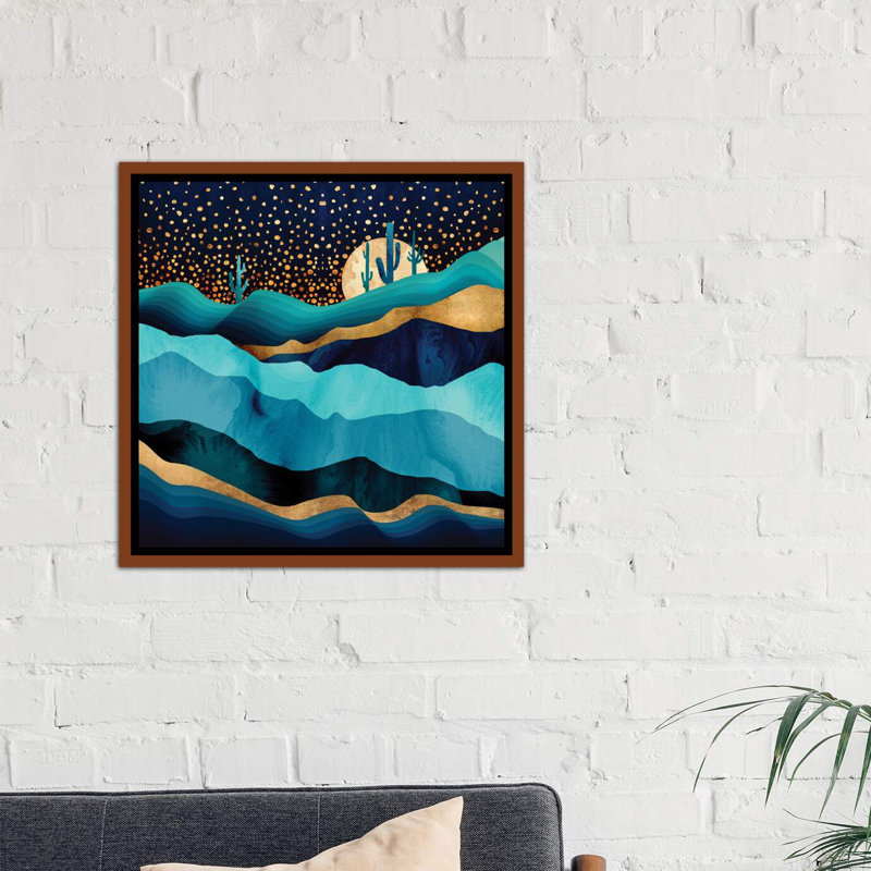 « indigo desert night » par kim haskins-impression d’art graphique, H 18 po x l 18 po x P 1,5 po