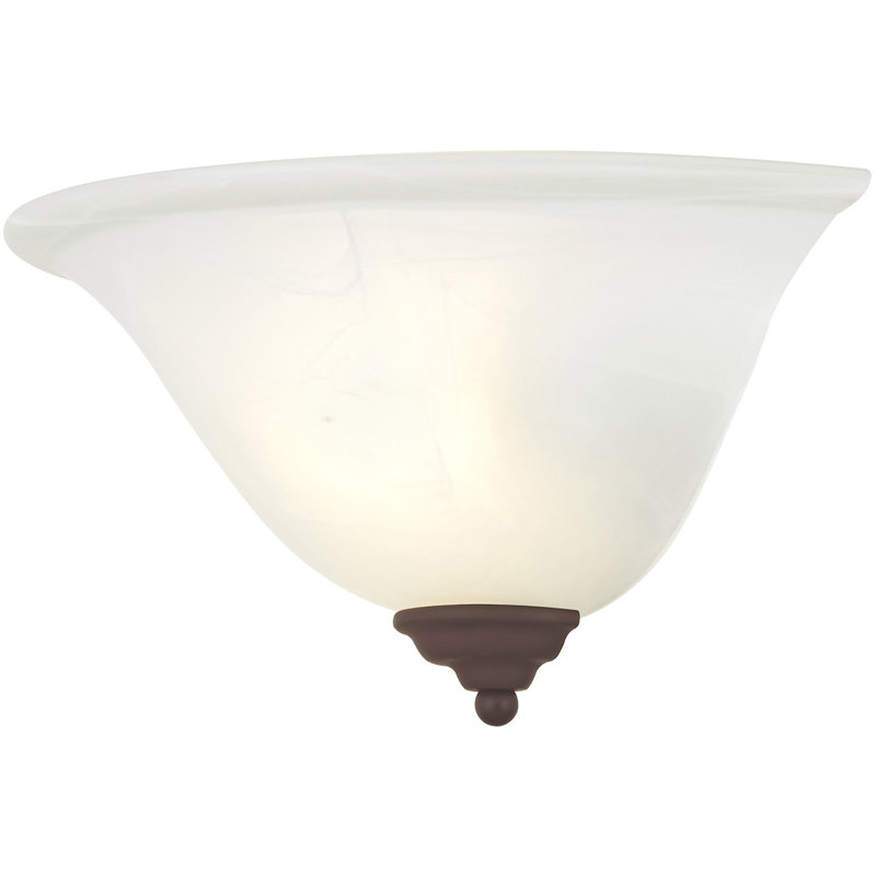 1-Light Bronze Wall Sconce White Alabaster Glass Shade: Stylish Illumination with Alabaster Glow