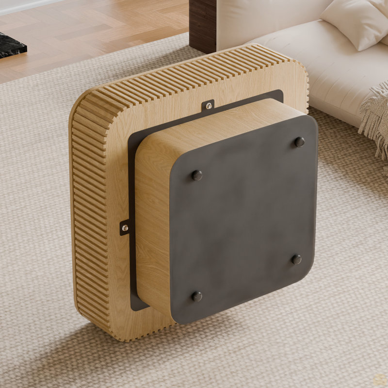 Table basse 31,5 "carrée avec rangement, Bois naturel