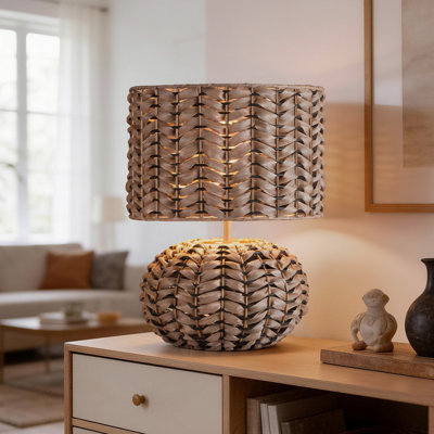 15.67" Rattan Table Lamp with Bulb
