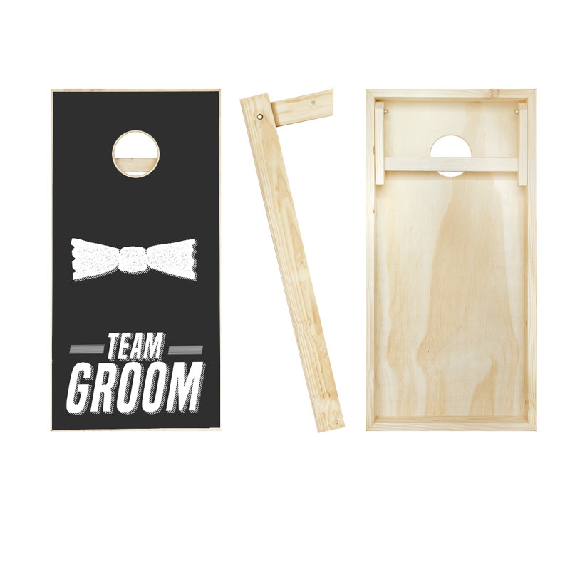Ensemble de jeu de cornhole en bois massif 2 pi x 4 pi avec sacs de mariage, Rouge / royal