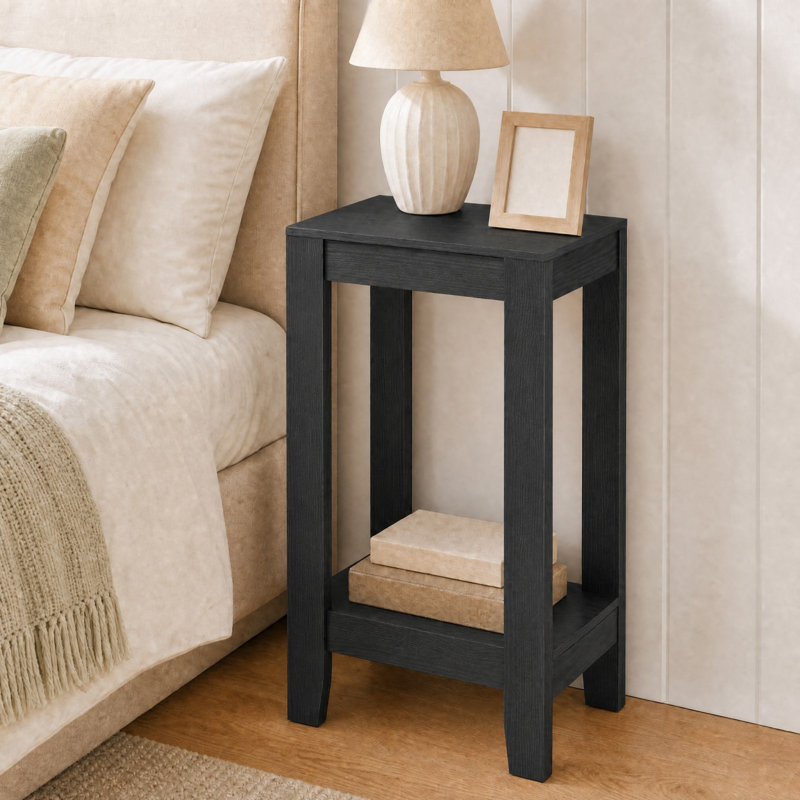 Top End Table with Storage, Black, 1