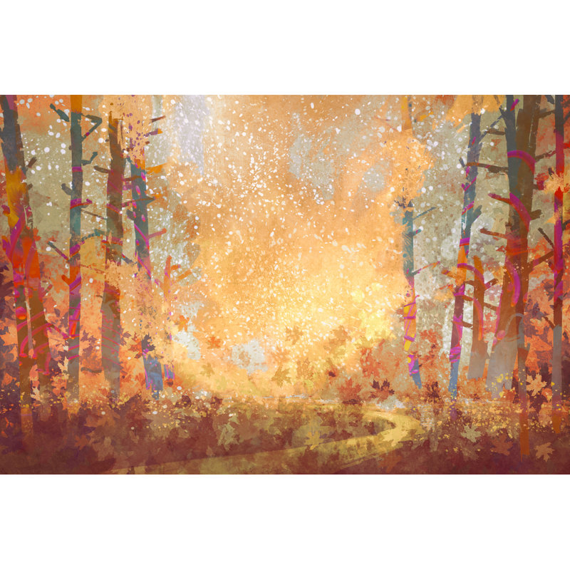 Pathway In Autumn Forest by Grandfailure - Wrapped Canvas Painting, 30cm H x 46cm W x 3.8cm D