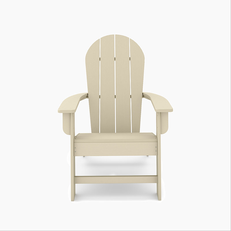 Durable HDPE Adirondack Chair For Outdoor Relaxation, Weather-Resistant And Low-Maintenance With Classic Design, Beige