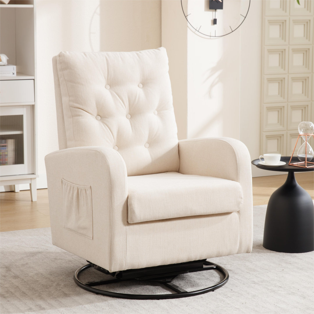 Tahliyah Upholstered Swivel Rocker Glider Nursery Chair with High Back Ebern Designs Upholstery 