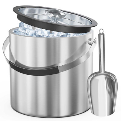 3.2L Stainless Steel Insulated Ice Bucket With Lid & Scoop – Keep Ice Frozen All Party Long