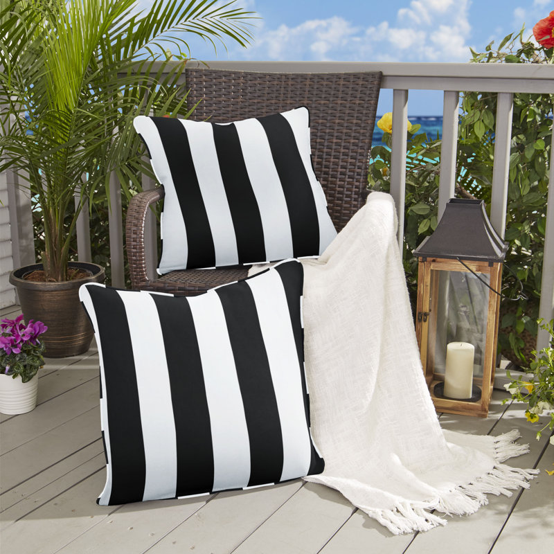 Housse de coussin et insert Hartford Sunbrella, Rayures noires / rayures noires, 20 po x 20 po