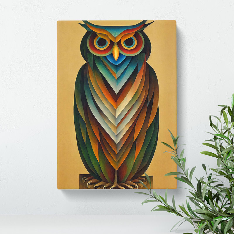 Unique Owl Art No.4 Abstract - Wrapped Canvas Print, 50cm H x 35cm W x 3cm D