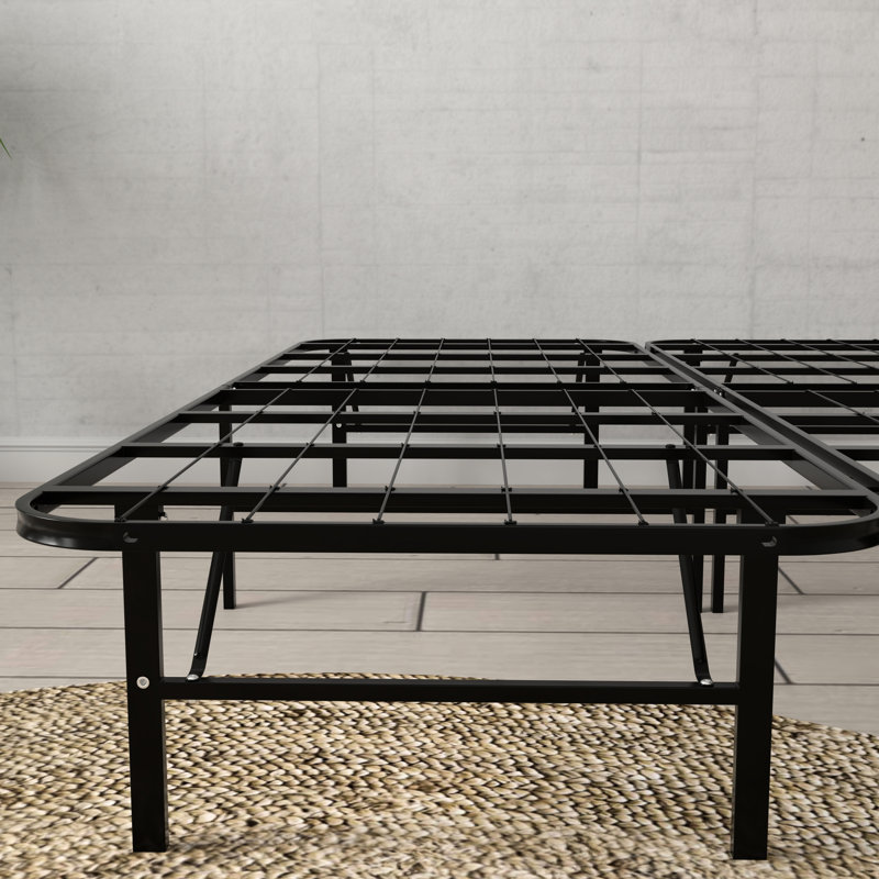 Twin Xl Black Heavy - Duty Steel Platform Foundation, 14 Inch Elevated, No Box Spring, Low Motion And Stable Foundation In Black, 2000 Pound Support, Tall, Underbed Storage, Fast Tool Installation